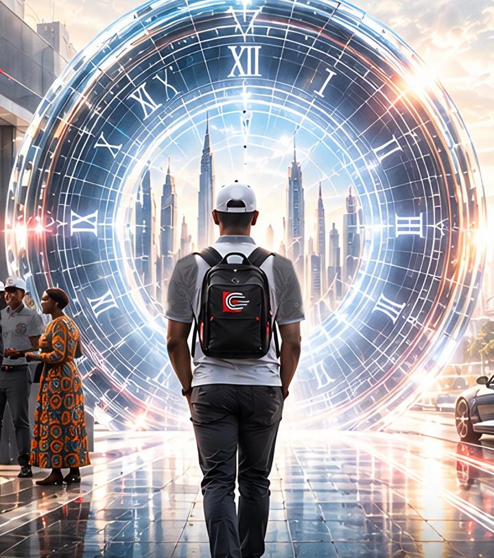 Un invité face au portail du temps